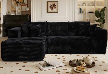 Black Corduroy Sectional 