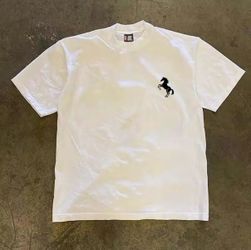 White Oversized Tee with Horse Graphic