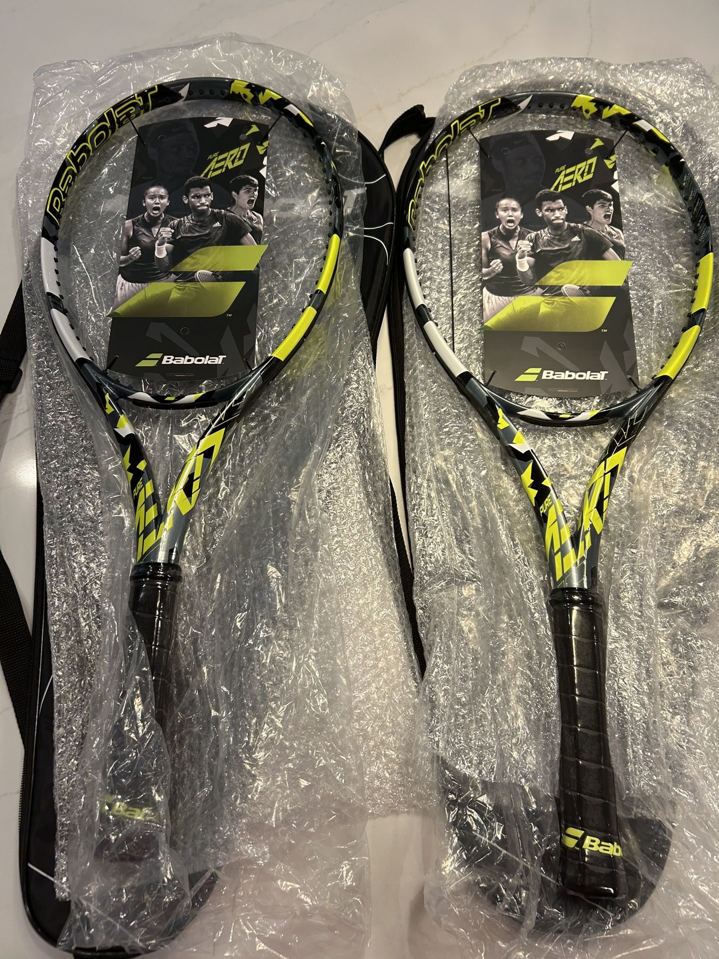 Pair Of Babolat Pure Aero Tennis Rackets + Cover