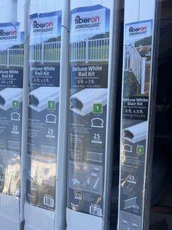 Deluxe White Rail Kit with Square PVC Balusters  6ft X 3 ft