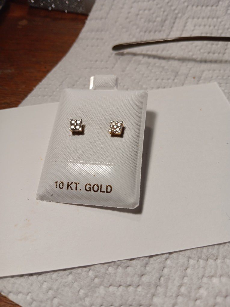 10K Diamond Earrings. 