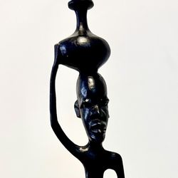 Fine original African art - hard wood hand carved figurine M276 H8xW1.5 inch Lbs 0.12
