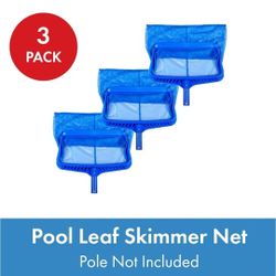 SPAG75300-3 Pro Series Pool Nets, 3 Pack Rake Set, Fine-Mesh Bag and Strong Molded Structure, Blue, Deep Leaf Skimmer
