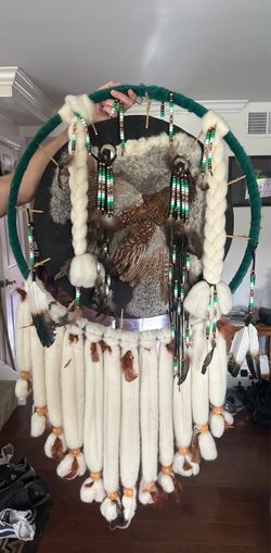 Large Handmade Dream Catcher with Feathers and Beads