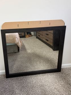 Large Framed Dresser Mirror – Modern Black Finish