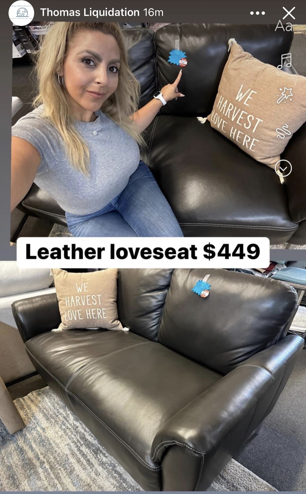Leather Loveseat $449