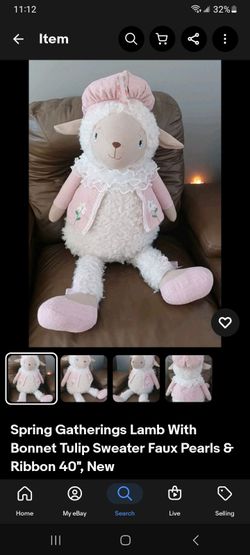 40" x 14"  Easter lamb with lace & beads new