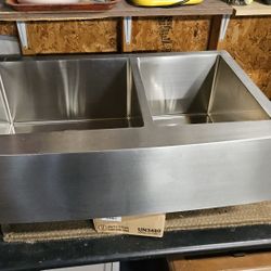 33 INCH Stainless 60/40Double Farmhouse Sink