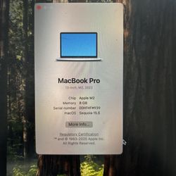 13 In M2 2022 MacBook Pro 8gig Memory