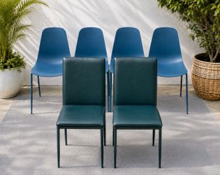 Set of 6 Teal Blue Dining Chairs