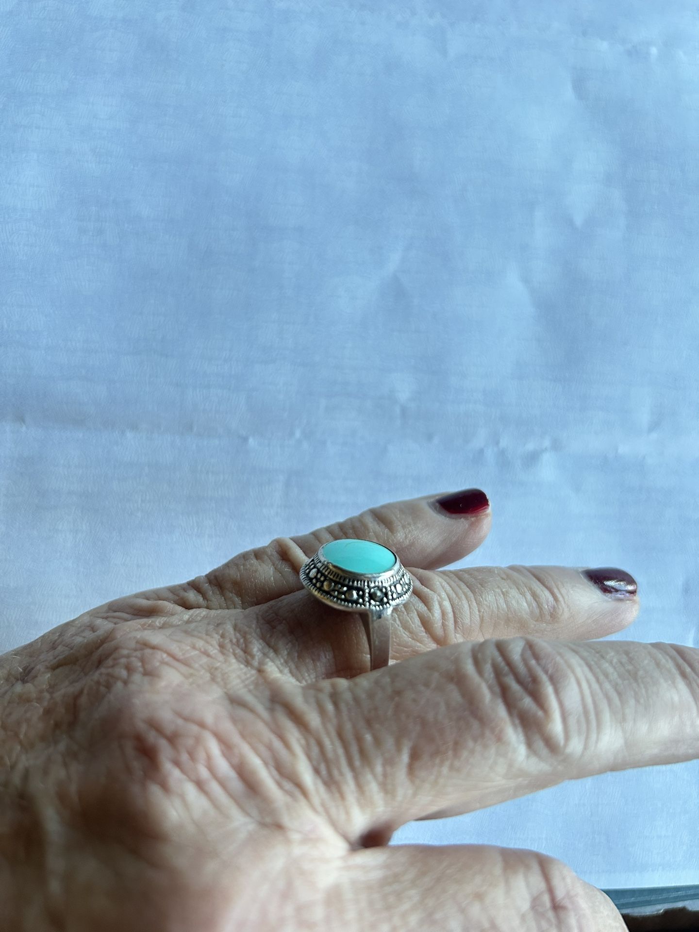 New Sterling Silver 925 Ring Turquoise Stone Size 7