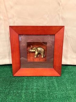 * Framed Wall Art (“Golden Elephant” 11”W x 11”H)