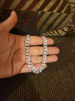 Italy 925 Solid Sterling Silver Diamond Cut Cuban Link Bracelet 8" Plata Italiana 925 Pulsera Cubana Corte de Diamante 8"