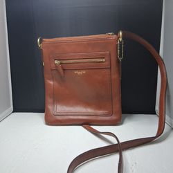 Authentic Coach "New York" Leather Crossbody Messenger Bag - Brown/Tan