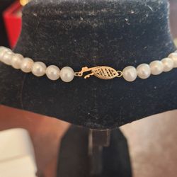 Collar De Perlas Cultivadaa Btoche 10k Gold Aretes 14k