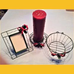

Christmas 3 piece set –3”x5” picture frame, candle and base, and matching 
 Basket-
