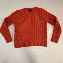 Lauren By Ralph Lauren Petite Small Cable Knit Pullover Sweater Orange