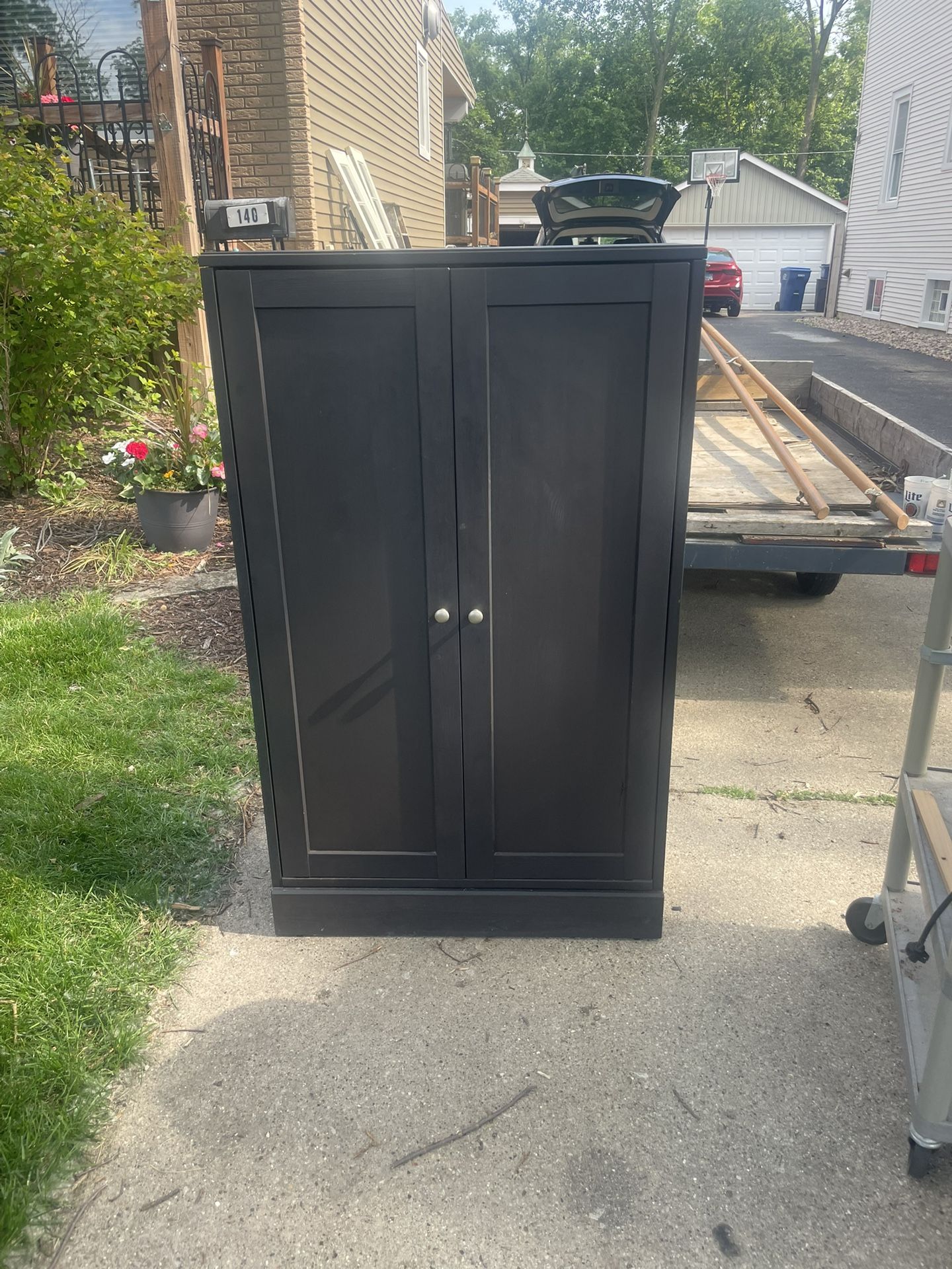 IKEA Black/Grayish Cabinet with 3 Shelves, 32 w, 14 deep, 53 hi, $35