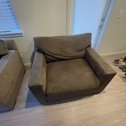 Crate and barrel oversized brown couch
