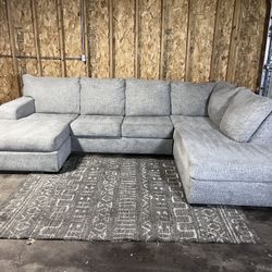 FREE DELIVERY - Gray Double Chaise Sectional Sofa