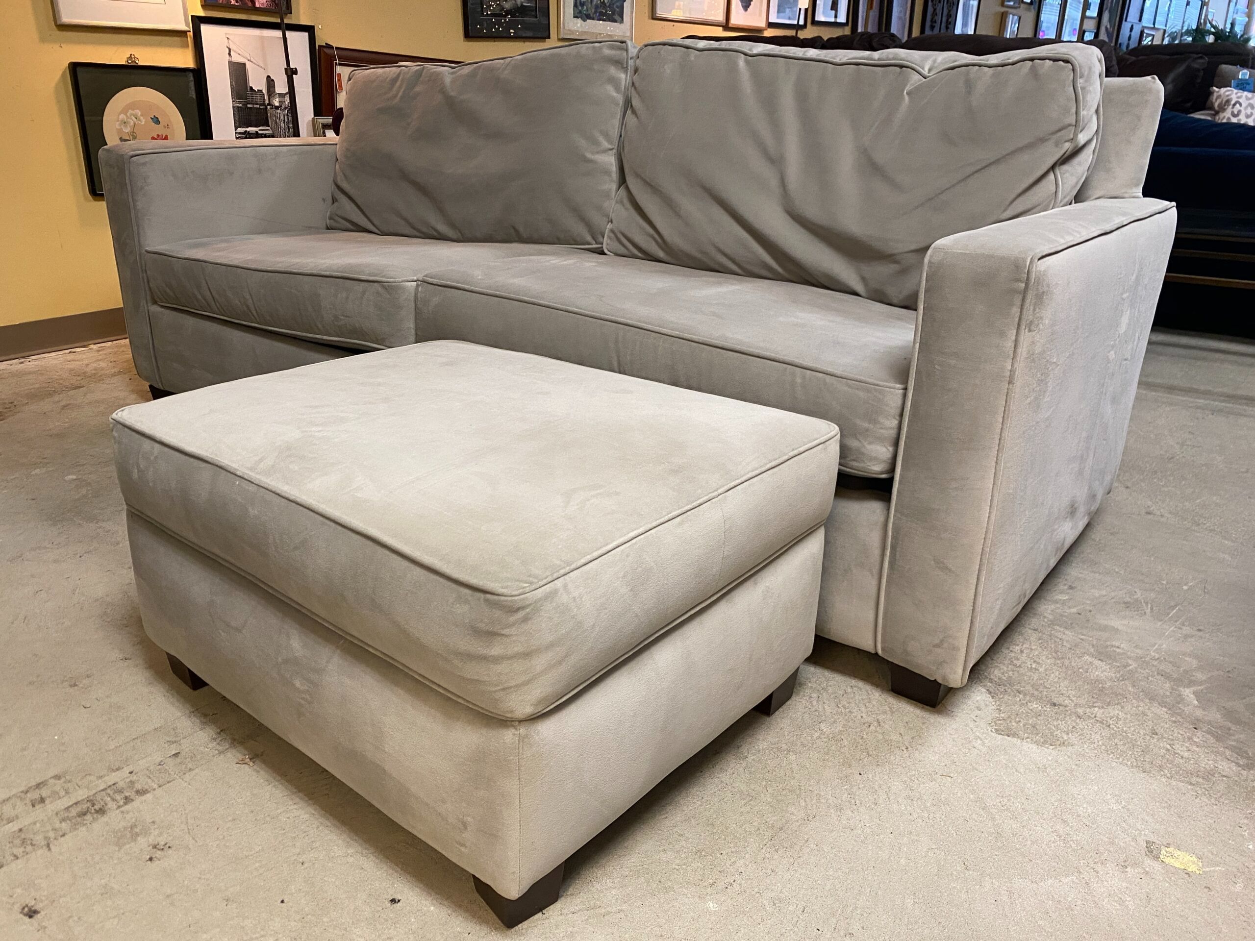 ALBANY INDUSTRIES Modern Grey Sofa w/ Ottoman