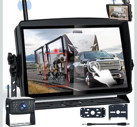 Vehicle Backup Cameras with 7-Inch Touchscreen Monitor, Wireless HD 1080P, 4-Channel System,