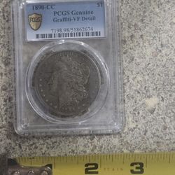 1890 -CC $1 Morgan Silver Dollar PCGS Authentic Antique Coin