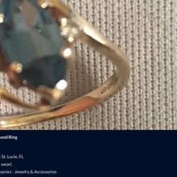 10k Blue Sapphire Diamond Ring