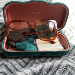 Gucci GG0418S Oversized Square Sunglasses Havana Brown w/ Case & Cloth
