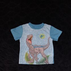 Jurassic World Boys Size 3T Short Sleeve Shirt Jurassic Park Dinosaurs Blue 