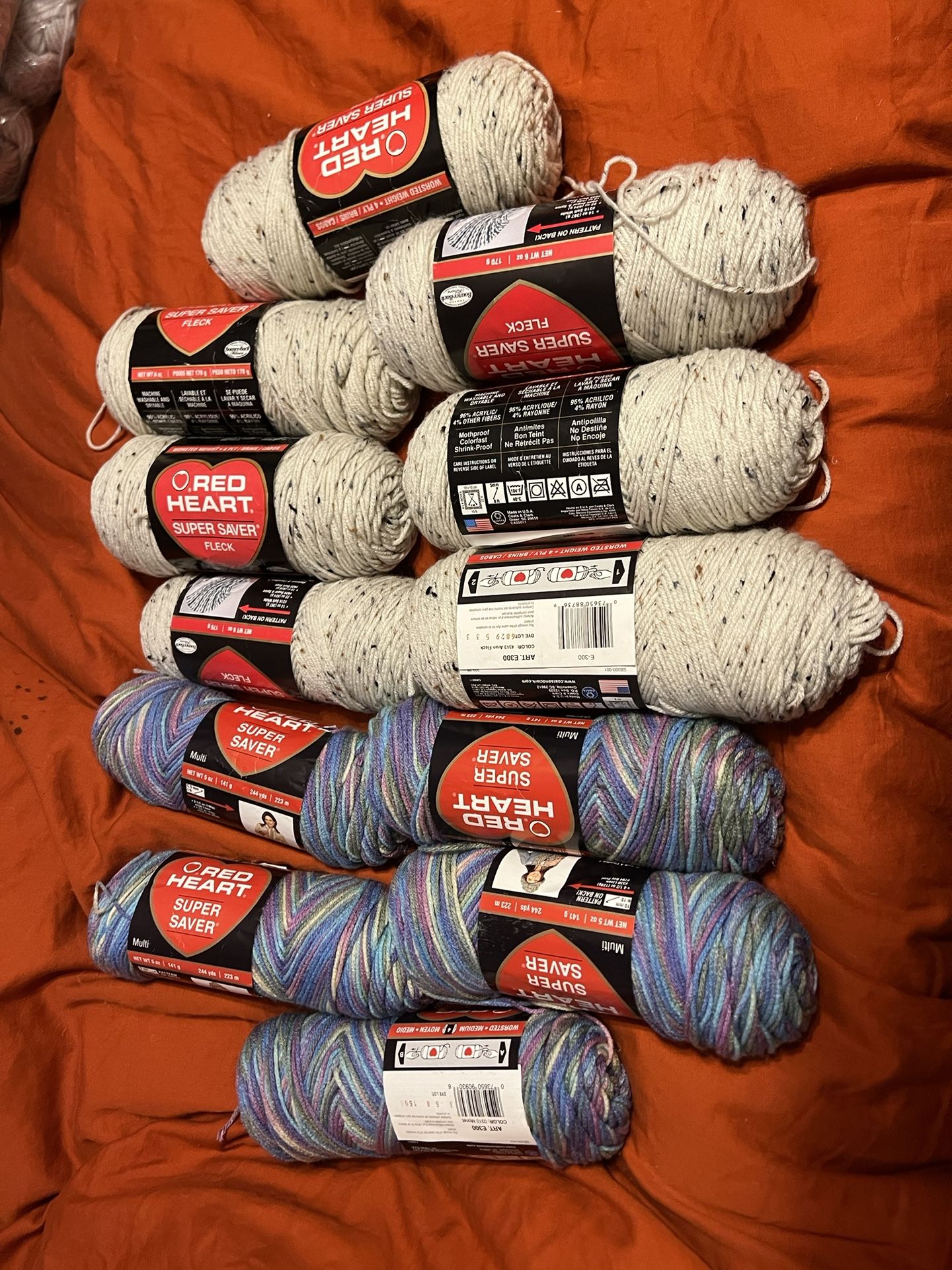 12 Skeins Of Red heart Yarn
