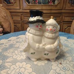 Snowman And Wife Cookie Jar