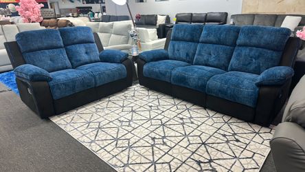 Blue Sofa&Loveseat 4x Recliners On Sale $999