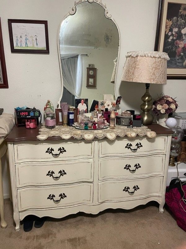 Vintage Dresser With Vintage Mirror