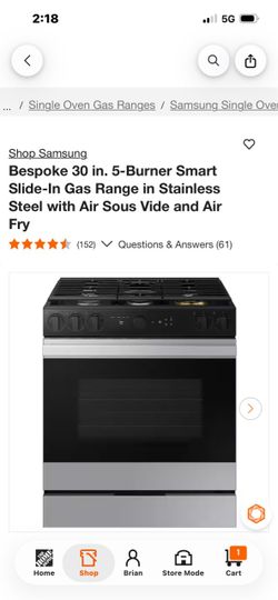 Samsung Bespoke 5 burner Gas Range