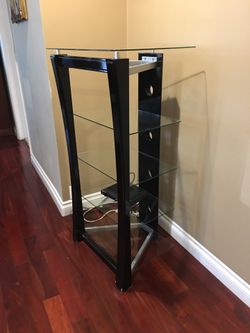Wooden black frame glass top TV stand