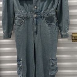 Shein Ladies Long Sleeve Denim Jumpsuit Size S