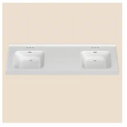 ☀️#B73D 73 in. D x 22 in. W Solid Surface White Rectangular Double Sinks Bath Vanity Top with
