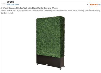 New in the box hedge wall with black steel box planter
