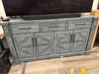 Blue Wood TV Console Sideboard