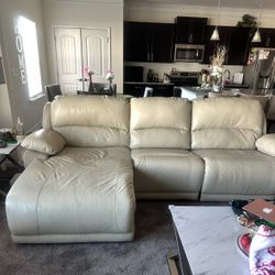 Oatmeal Color Leather Couch