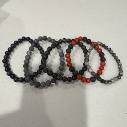 Unisex Mixed lot of 5 natural stones Mookaite beaded stretch bracelets