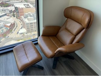 Leather Armchair + Ottoman