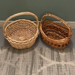 TWO (2) Mid-Size Natural REED BASKETS with Handle - posted price for BOTH bought together is firm.
