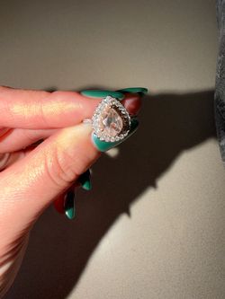 Silver Pear Cut Halo CZ Ring