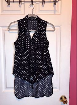 French Laundry NWOT Knotted Detailed Sleeveless Hi-Low Polka Dot Top Size S