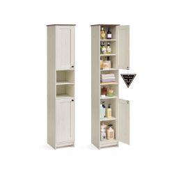 Bathroom Storage Cabinets, 67-Inch Tall, 1 Pack Slim Narrow Freestanding Cabinet, 11.8-Inch Wide, Adjustable Shelves, Rustic White, HOPU Collection UB