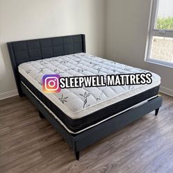 Queen Size Bed Frame With Pillow Top Mattress Included 