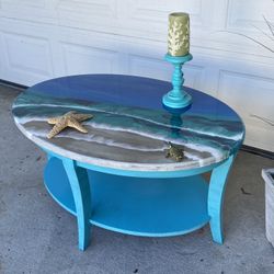 Coffee Table Hand Poured Epoxy Ocean 