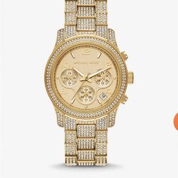 Michael Kors Gold Watch With Moissanite Diamonds 